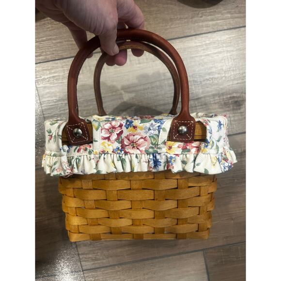 Longaberger Small Boardwalk Purse Basket Spring Floral liner Combo & protector - Picture 1 of 6